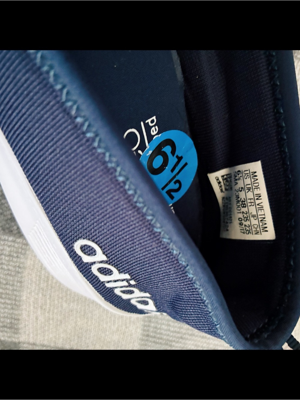 adidas Navy and White Slip-On Athletic Sneakers - Picture 3 of 8